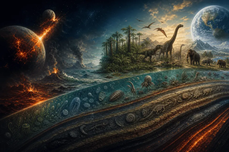 Illustration des ères géologiques de la Terre